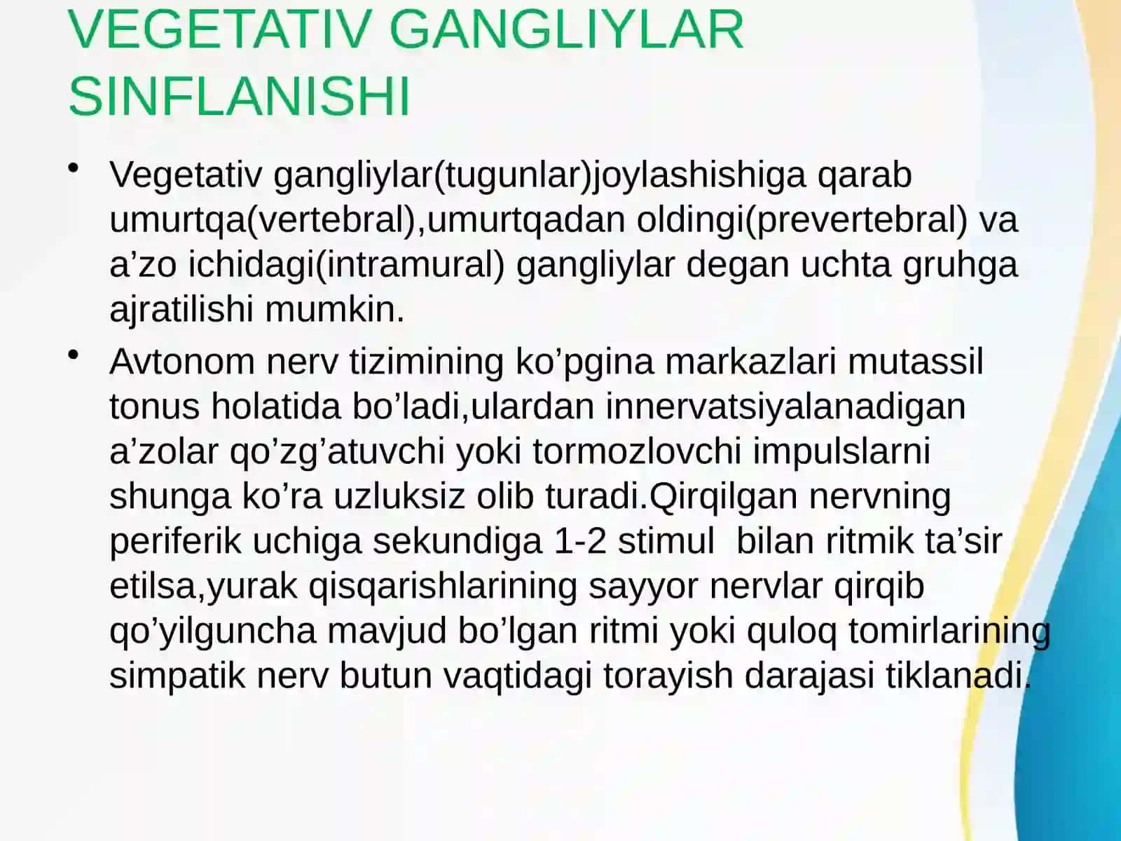 VEGETATIV NERV TIZIMINING KLASSIFIKASIYASI 4