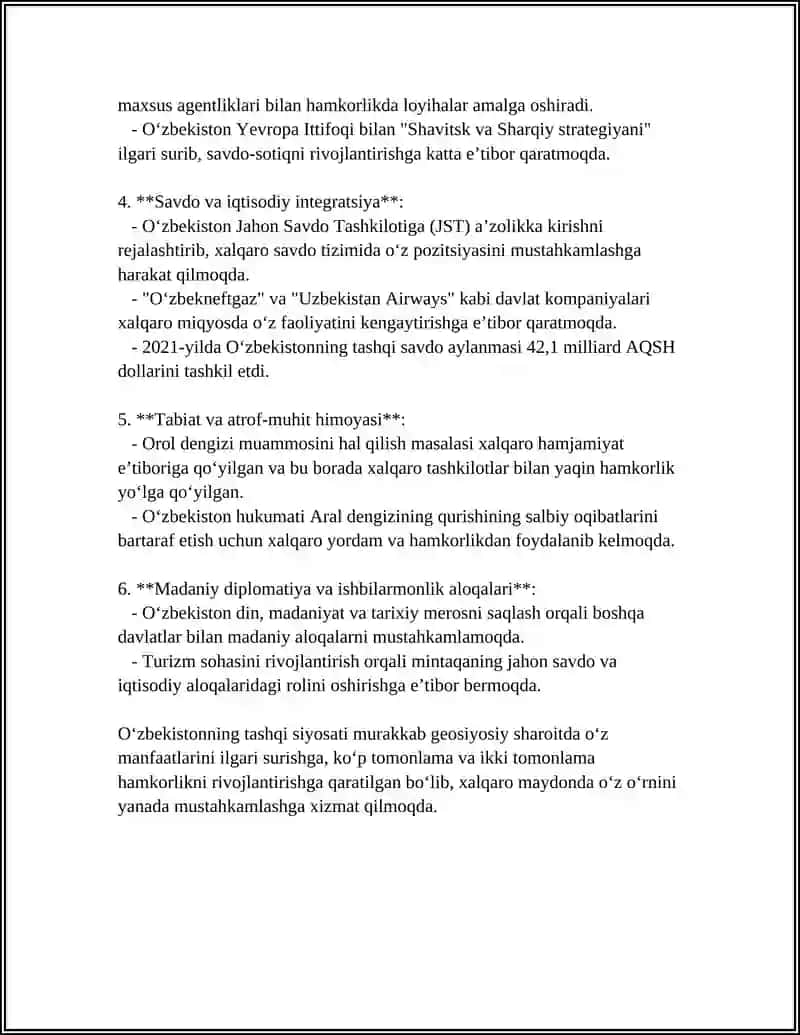 O‘ZBEKISTON RESPUBLIKASI OLIY TA’LIM FAN VA INNOVATSIYA VAZIRLIGI UBS MUSTAQIL ISH 4