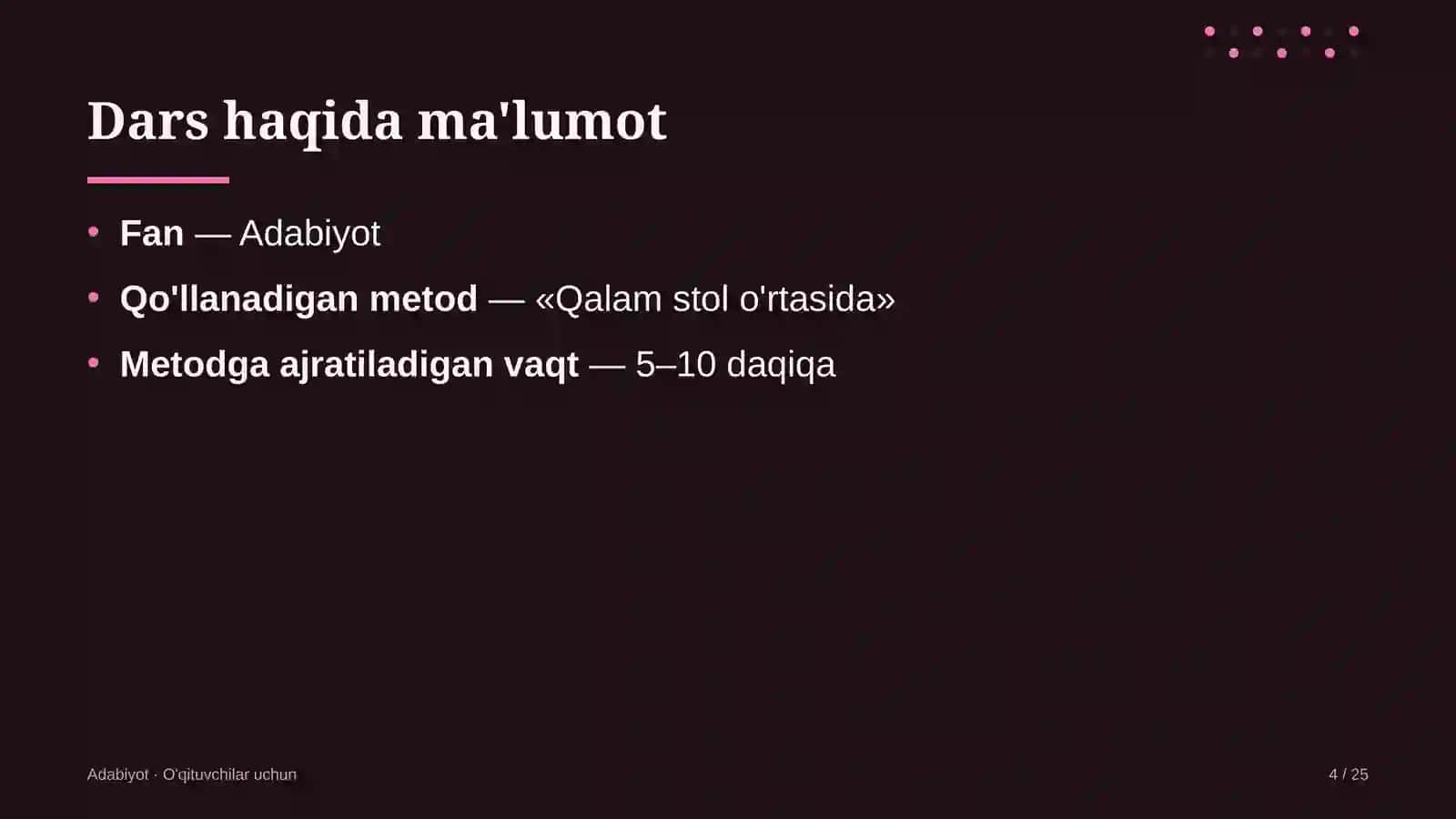 adabiyot darslarida qalam stol o'rtasida metodidan foydalanish 4236 4