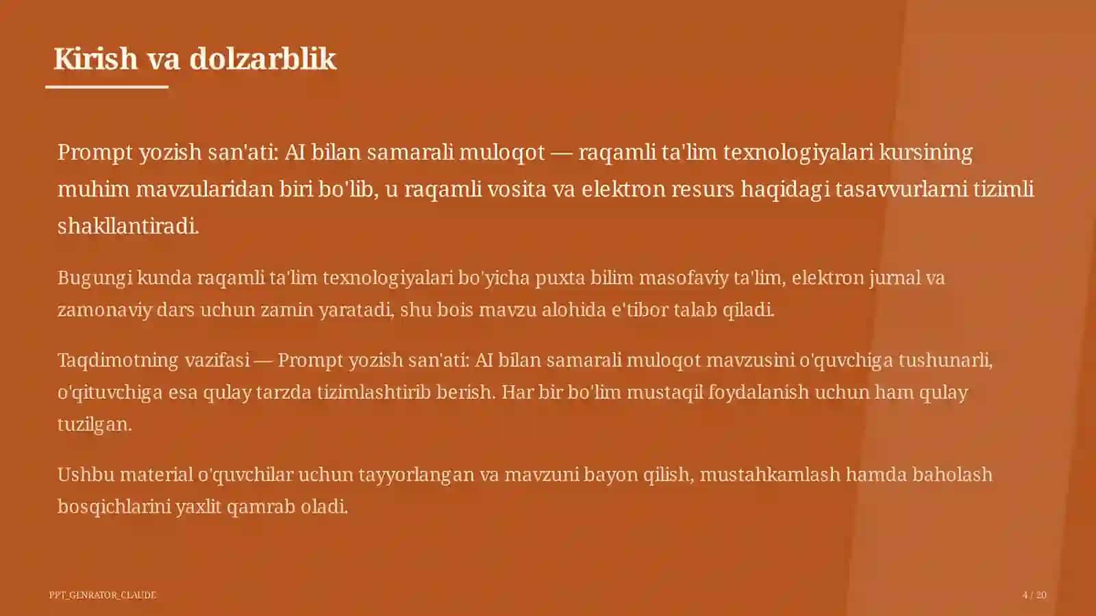 Dars rejasi 4