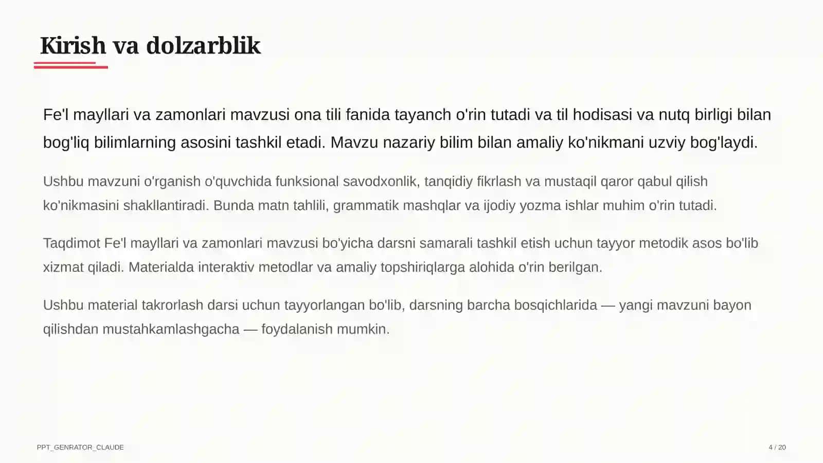 Fe'l mayllari va zamonlari (7-sinf) 4