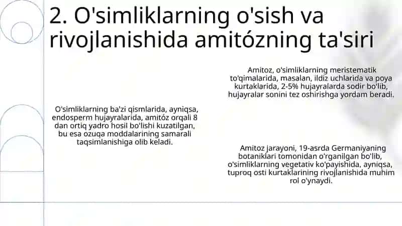 Gulliy o‘simliklar olamida amitoz mitoz va meyozning ahamyati 4