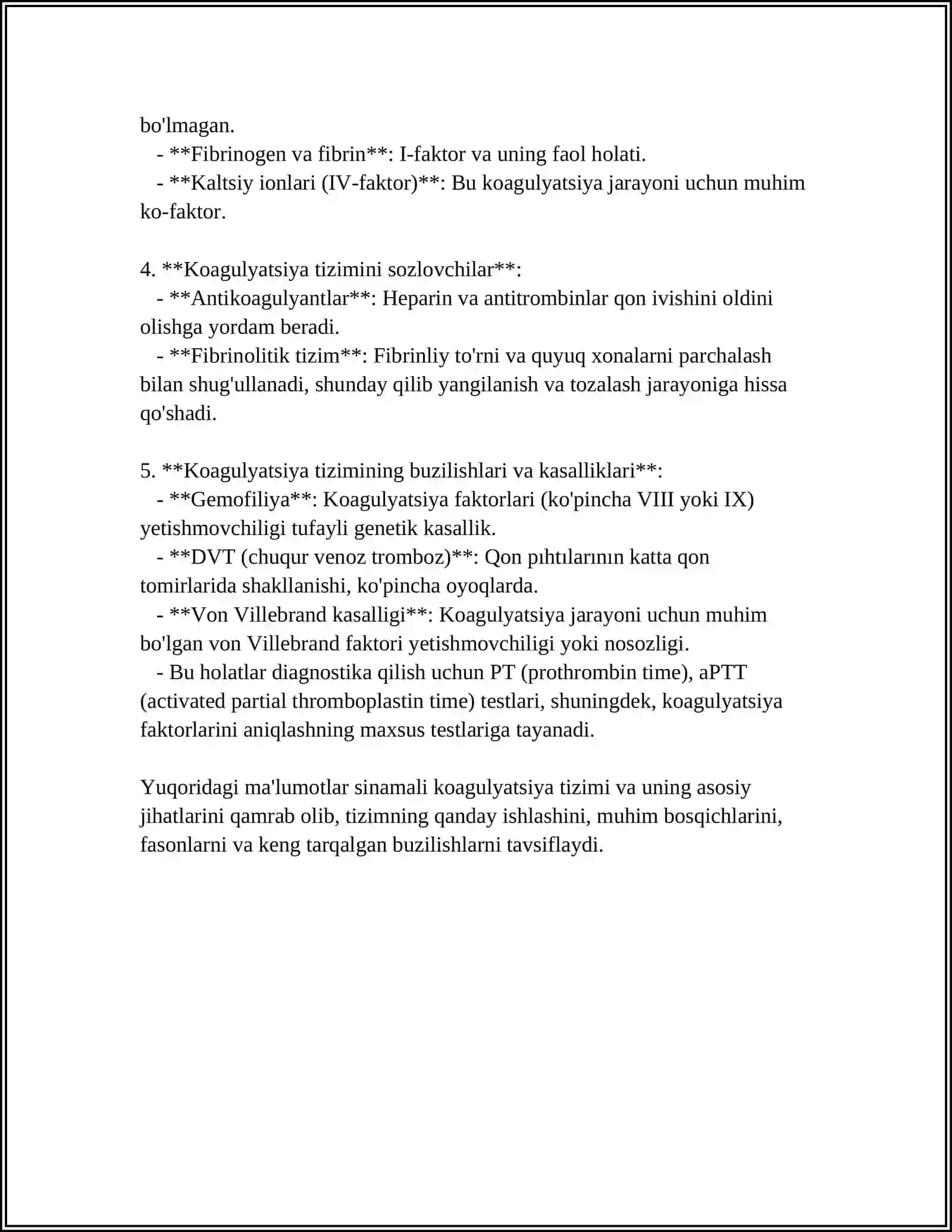 SINAMALI KOAGULYATSIYA TIZIMINI TUZISH 4