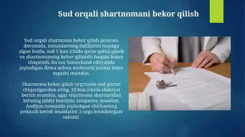 Shartnomasini Tuzish, O'zgarish va Bekor Qilish 4