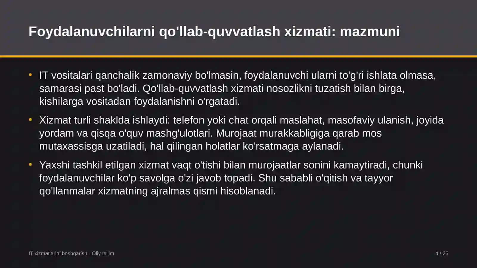 parrandachilik fabrikalarida foydalanuvchilarni qo'llab quvvatlash xizmatini tashkil etish 2827 4