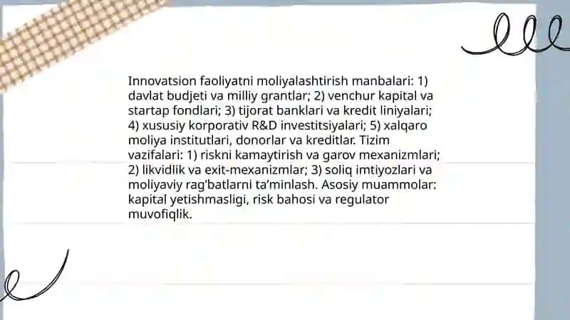 Inavatsion faoliyatni bugungi infratuzilmasi: davlat siyosati va strategiyalari 4