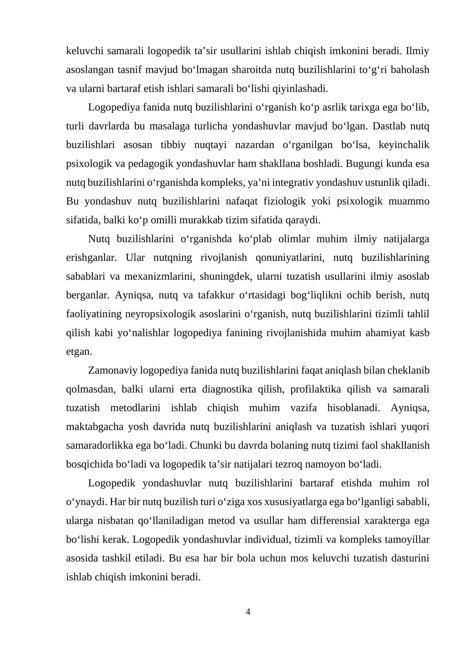 "Nutq Buzilishlari Tasnifi va Logopedik Yondashuvlar" Kurs Ishi 4