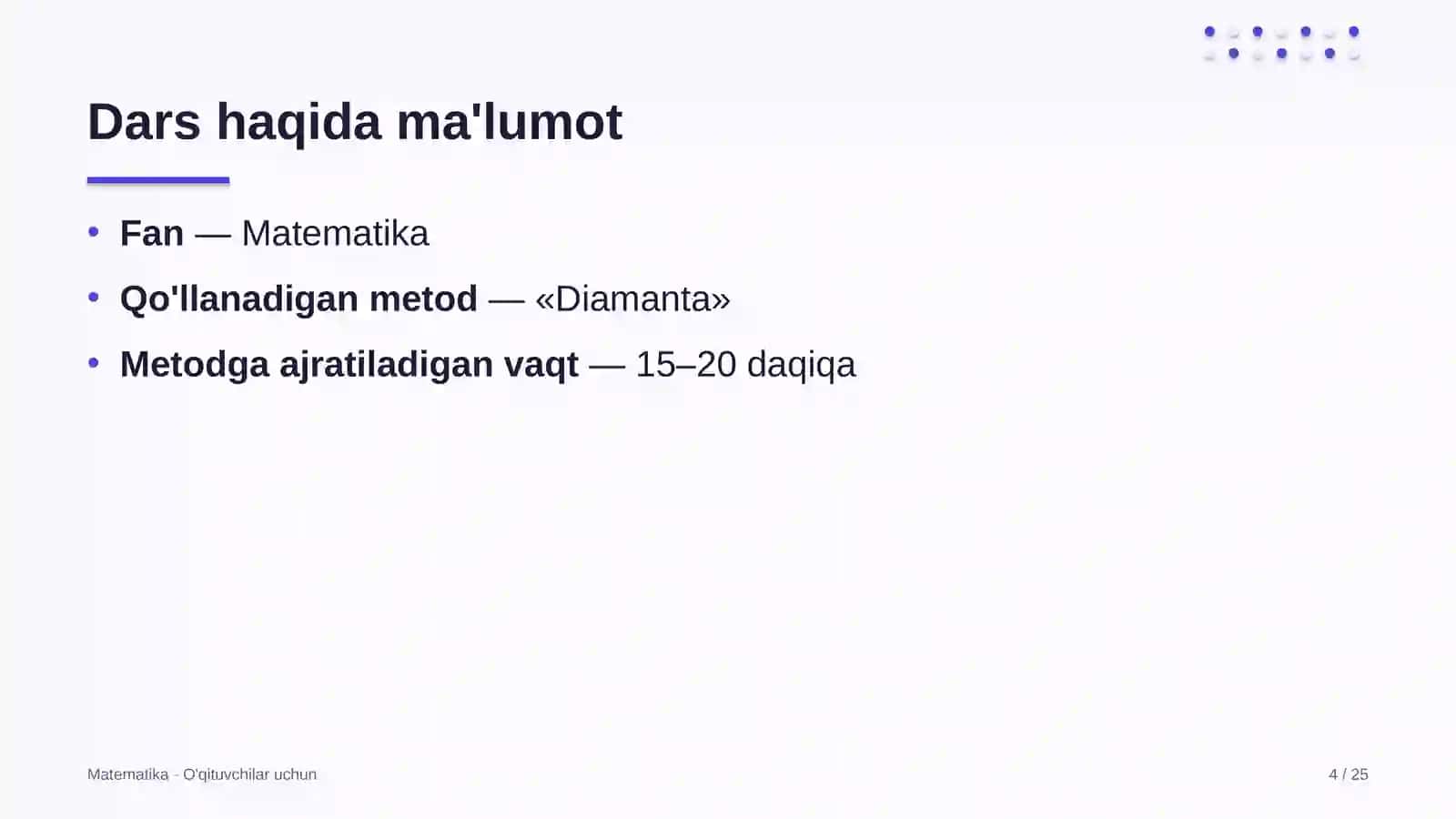 matematika darslarida diamanta metodidan foydalanish 5614 4