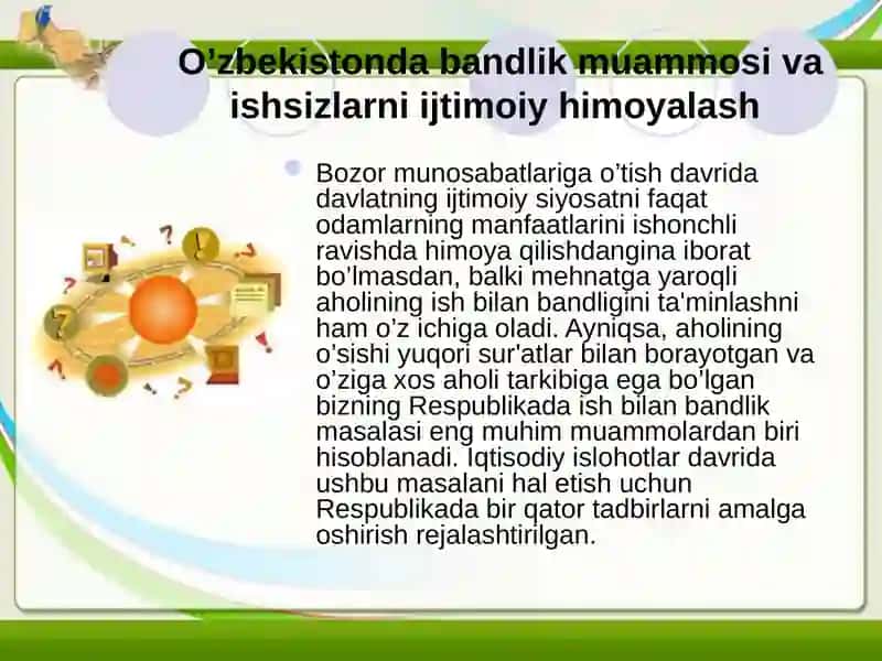 O’zbekistonda aholi daromadlarini oshirish va bandligini taminlash 4