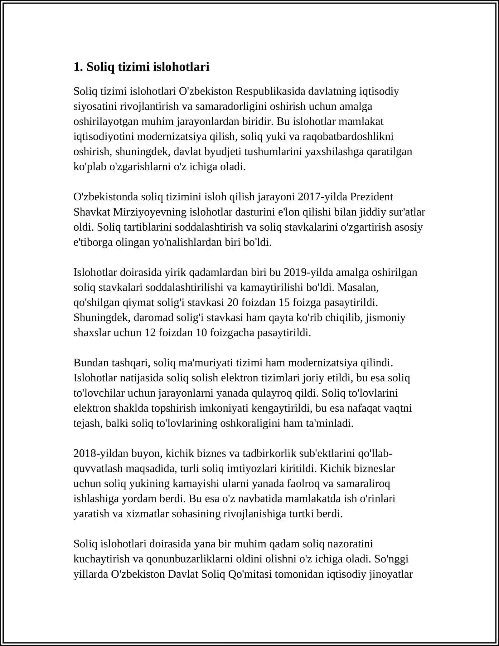 OʻZBEKISTON RESPUBLIKASI PREZIDENTI SH.M. MIRZIYOYEVNING KENG MIQYOSLI IQTISODIY ISLOHOTLARI VA ULARNING MAZMUNI 4