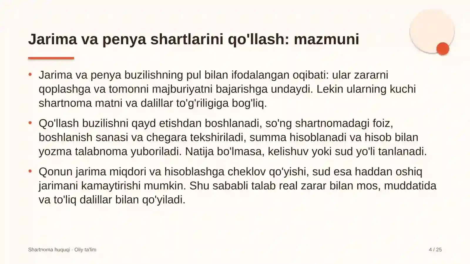 Kompyuter texnikasi ishlab chiqarishda jarima va penya shartlarini qo'llash 4