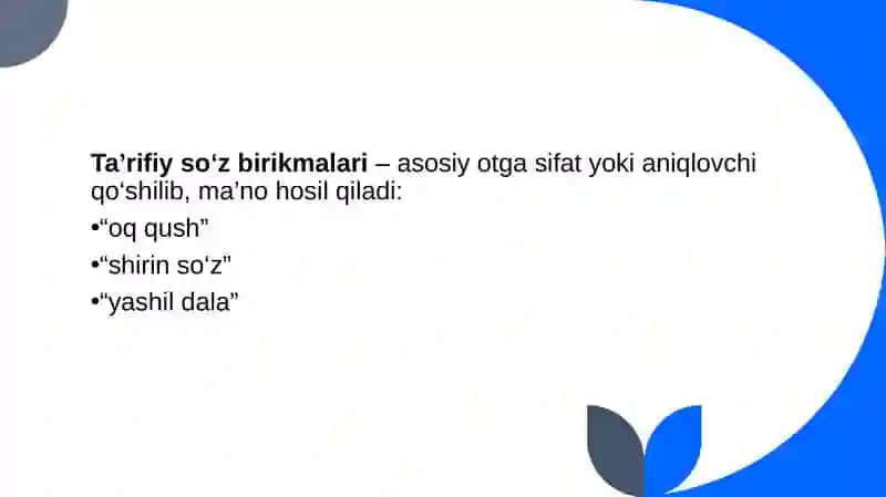 Oltin yoruq dagi soʻz birikmalari 4