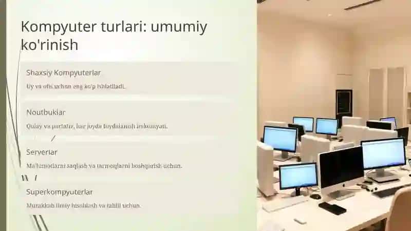 Kompyuter turlari va ularning vazifalari. Kompyuterning asosiy va qo'shimcha qurilmalari hamda ularning vazifalari 4