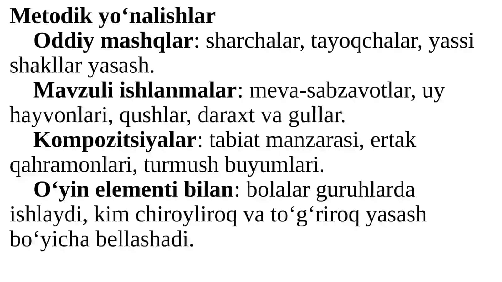 PLASTILIN VA LOY BILAN ISHLASH DARSLARINI TASHKIL ETISH METODIKASI 4