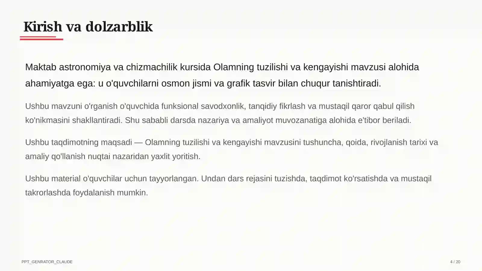 Olamning tuzilishi va kengayishi (11-sinf) 4