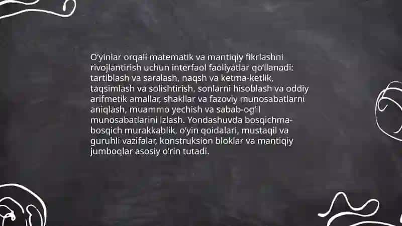 Maktabgacha yoshdagi bolalarni matematik rivojlantirish jarayonida mantiqiy fikrlashni loyihalash 4