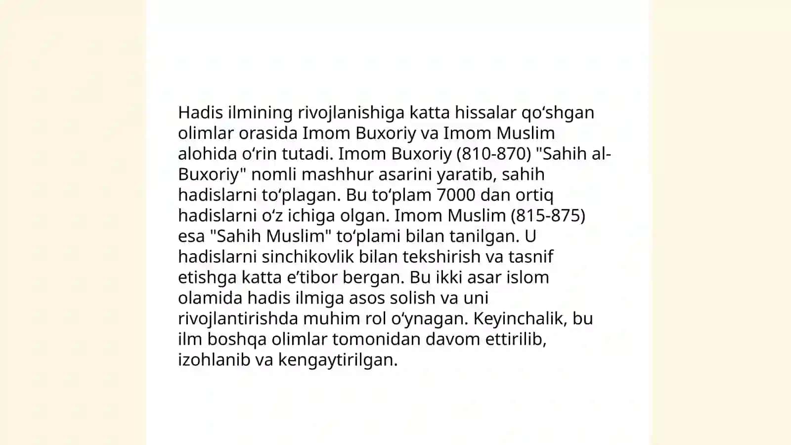 Imom Buxoriy va Imom Termiziyning hadis ilmiga qoʻshgan hissalari 4