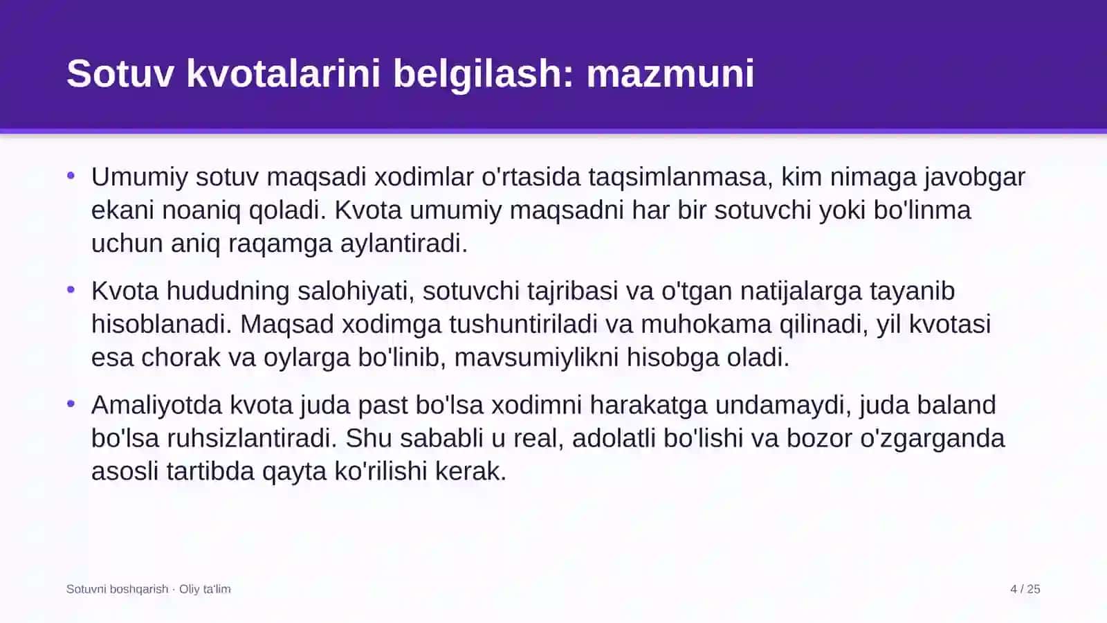 Avtomobil bozorlarida sotuv kvotalarini belgilash 4