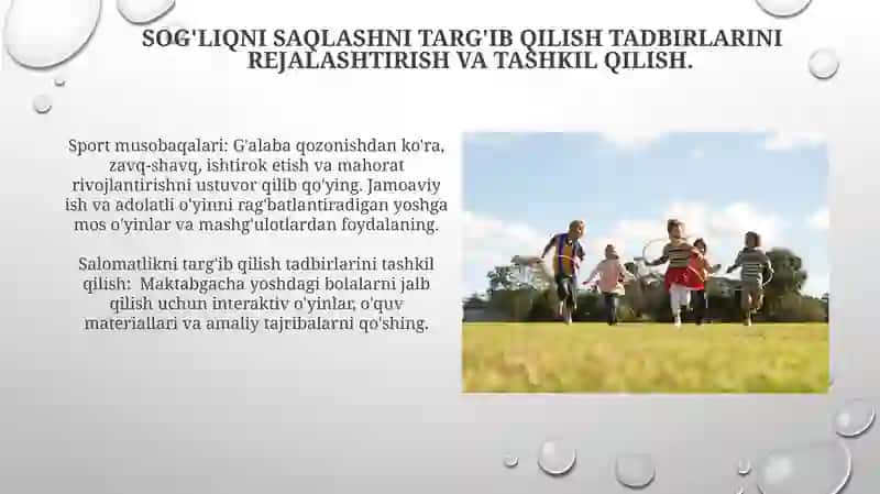 Maktabgacha ta'lim tashkilotlarida sog'lomlashtirish tadbirlarini tashkil qilish va sport musobaqalari o'tkazish 4