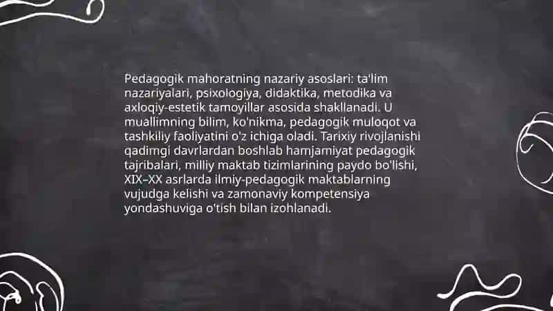 Pedagogik mahorat haqida tushuncha va using òqituvchi faoliyatida tutgan òrni 4