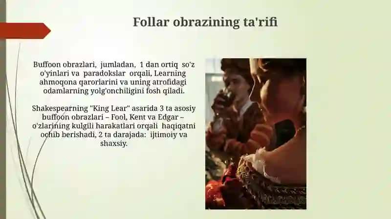 Shekspirning Qirol lir asarida masxara obrazi 4