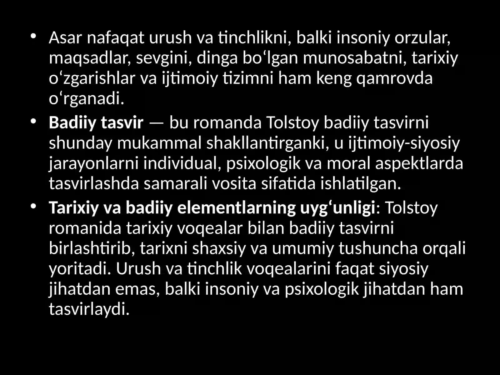 Lev Tolstoyning “Urush va tinchlik” romanida badiiy tasvir 4
