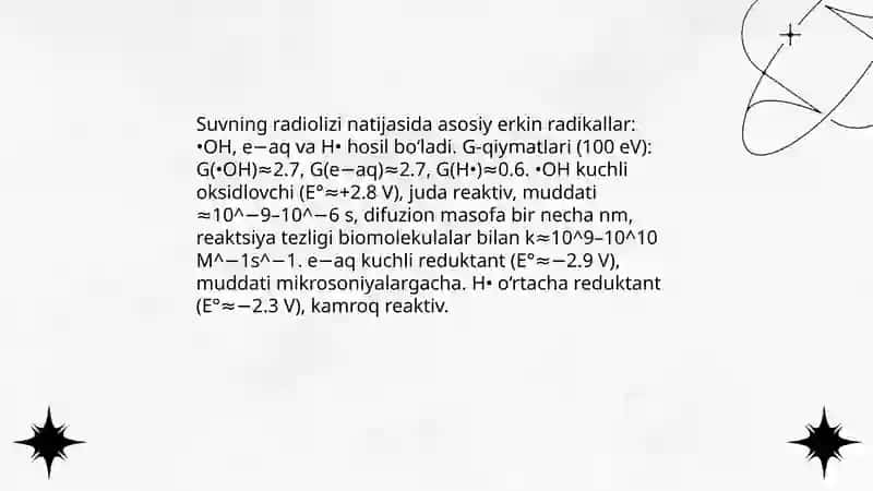 Ionlantiruvchi nurlarning molekulalar va hujayra komponentlariga ta’siri 4