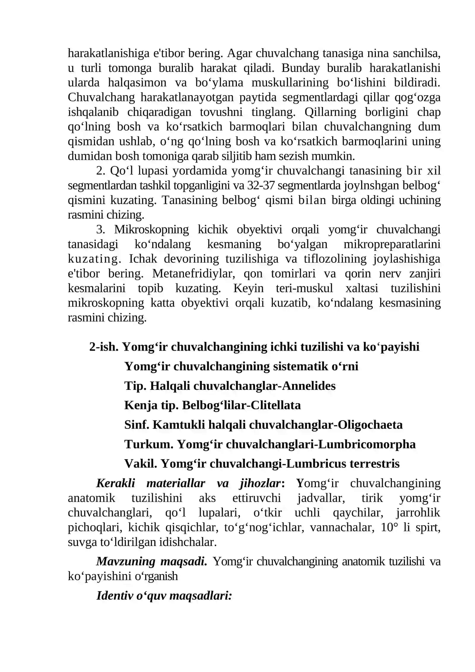 Yomg'ir chuvalchangining tashqi va ichki tuzilishi 4