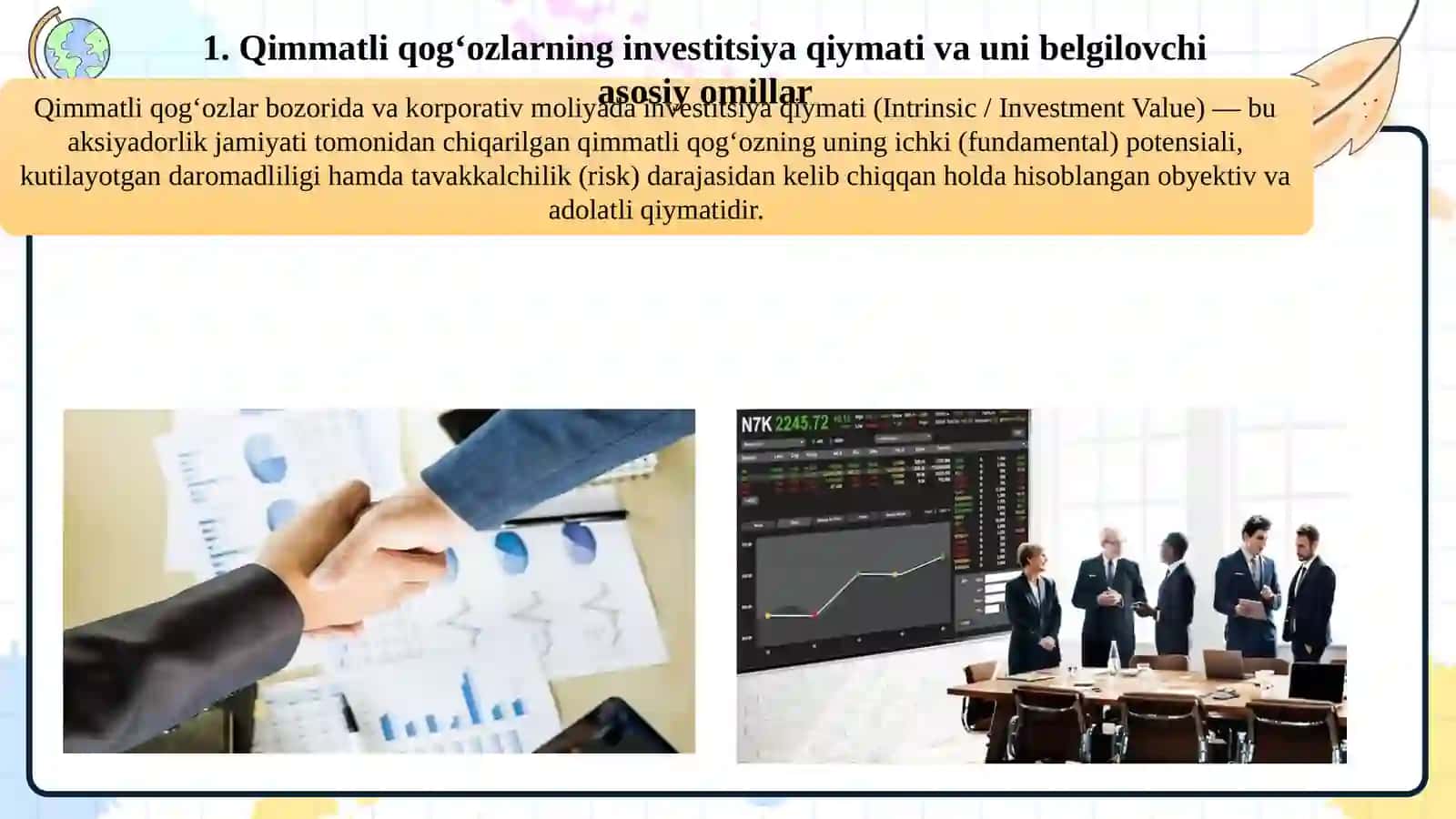 Qimmatli qog‘ozlarning investitsiya qiymatini baholash va aksiya narxiga ta’siri 4