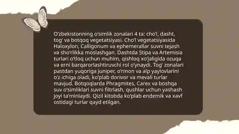 Oʻzbekiston oʻsimlik qoplami va oʻsimliklarning tabiatdagi va xalq xoʻjaligidagi ahamiyati Qizil kitob 4