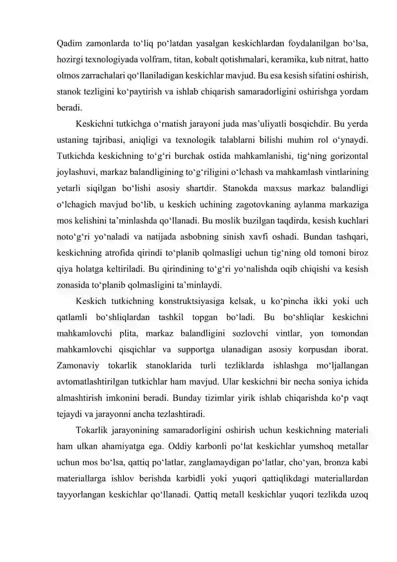 Keskichni keskich tutkichga oʻrnatish. Supportni qoʻlda va mexanik surish 4