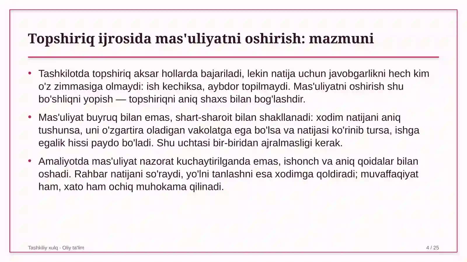 Alkogolsiz ichimliklar ishlab chiqarishda topshiriqni bajarishda mas'uliyatni oshirish 4