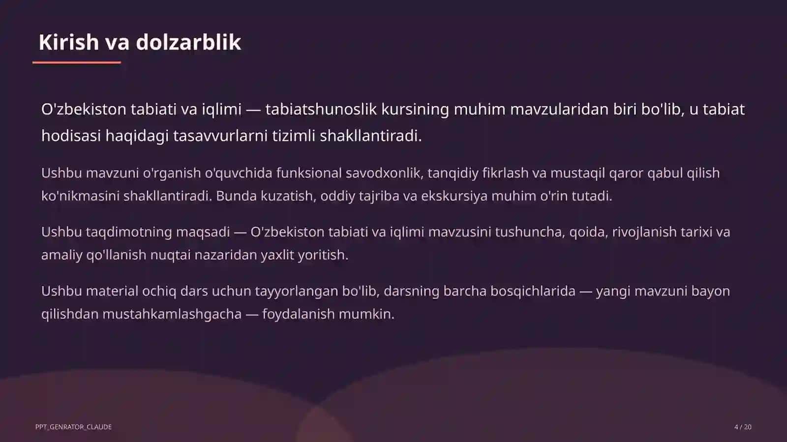 O'zbekiston tabiati va iqlimi (4-sinf) 4