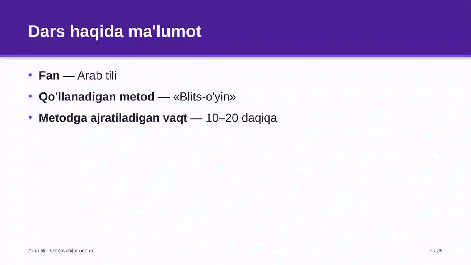 arab tili darslarida blits o'yin metodidan foydalanish 4735 4