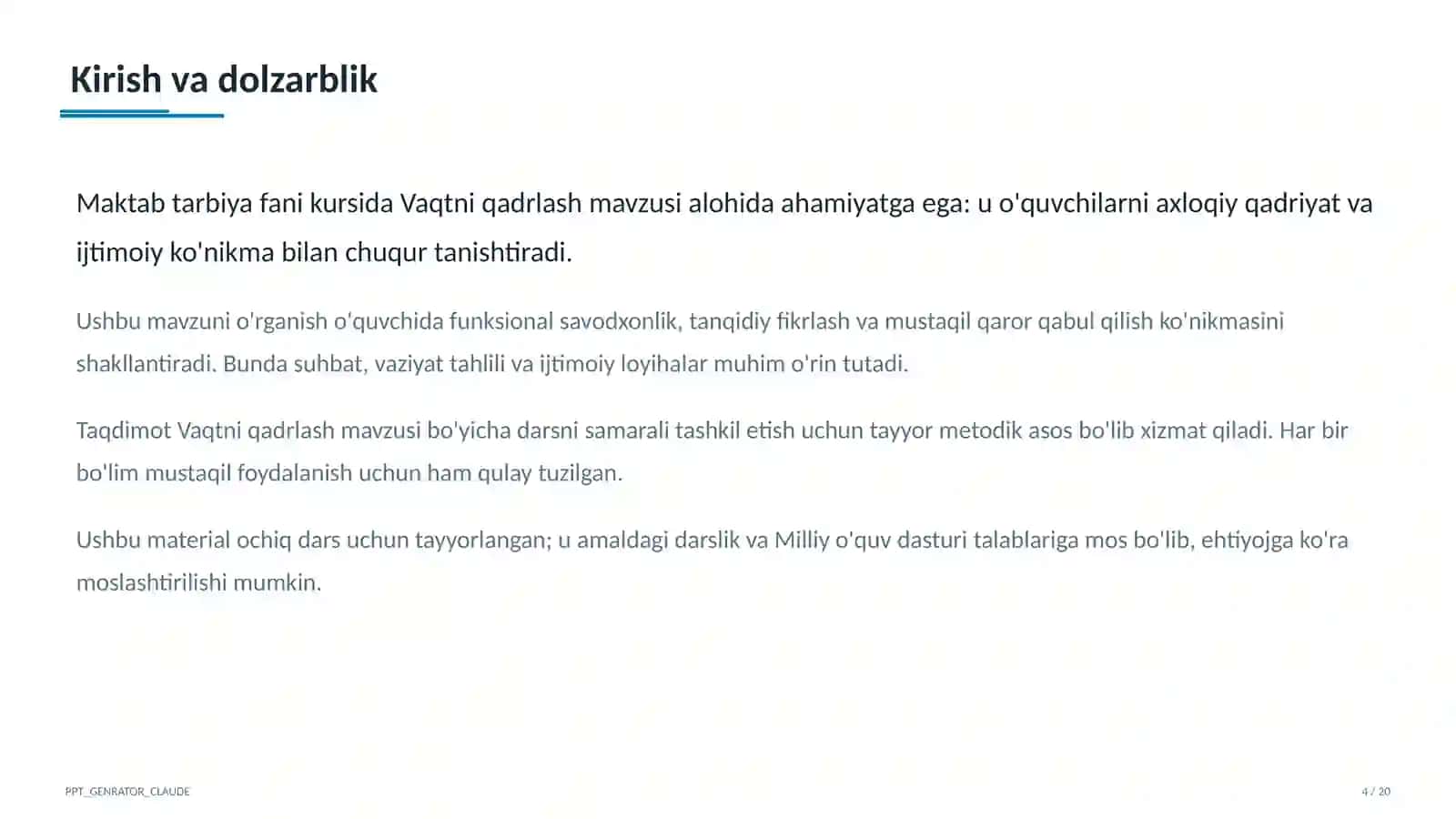 Vaqtni qadrlash (4-sinf) 4