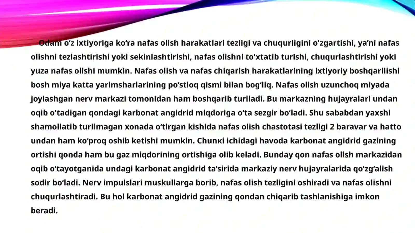 Nafas olishning boshqarilishi. Nafas olish organlari kasalliklari 4