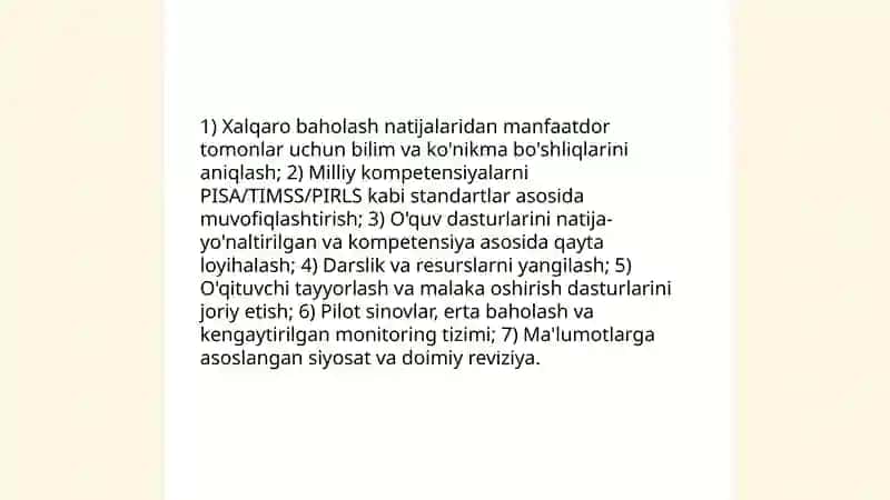 Xalqaro baholash dasturlari: Ta'lim sifatini oshirishning global yoʻllari 4