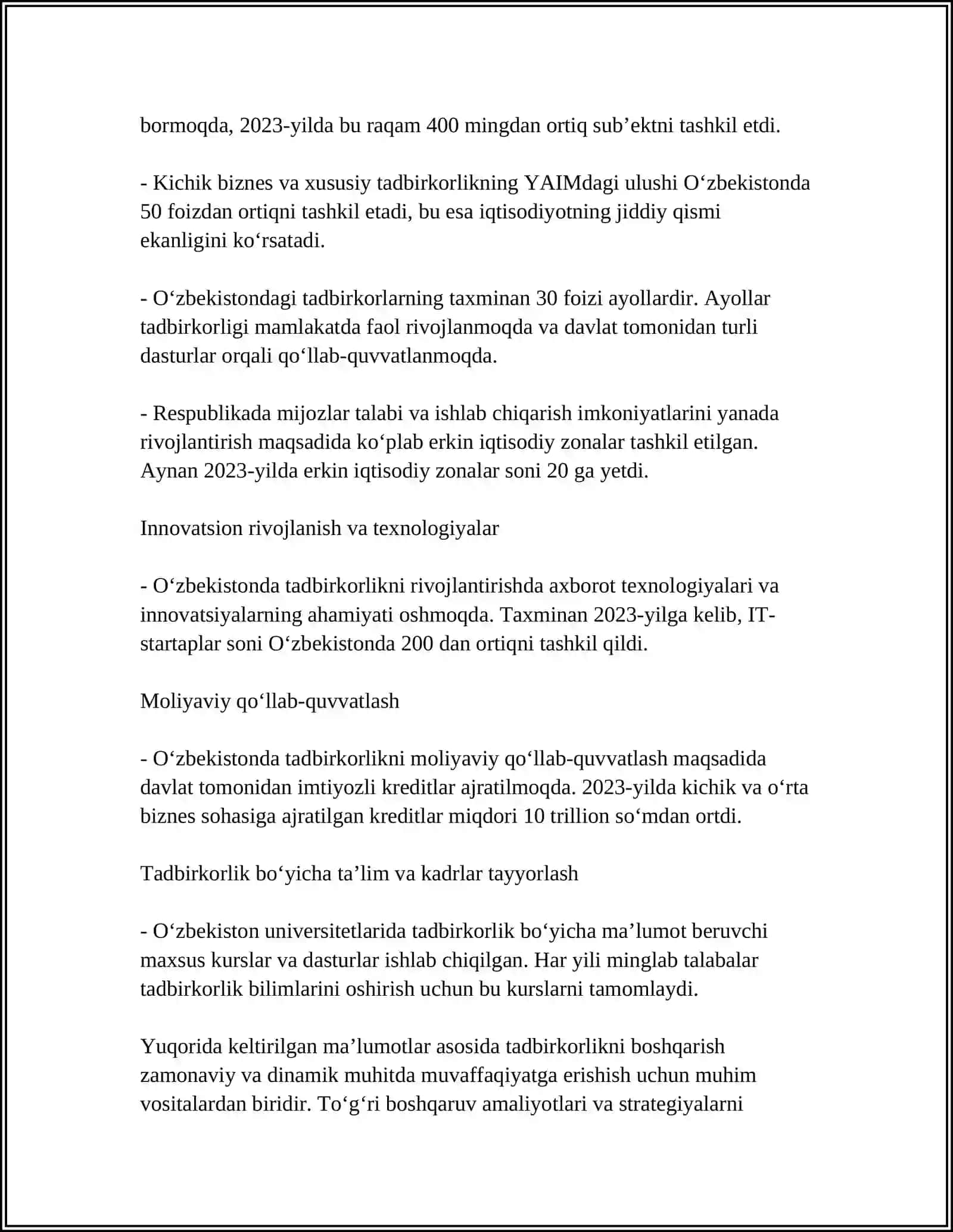 Tadbirkorlikni boshqarishni tashkil etish 4