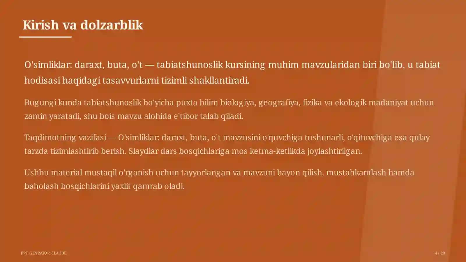 O'simliklar: daraxt, buta, o't (1-sinf) 4