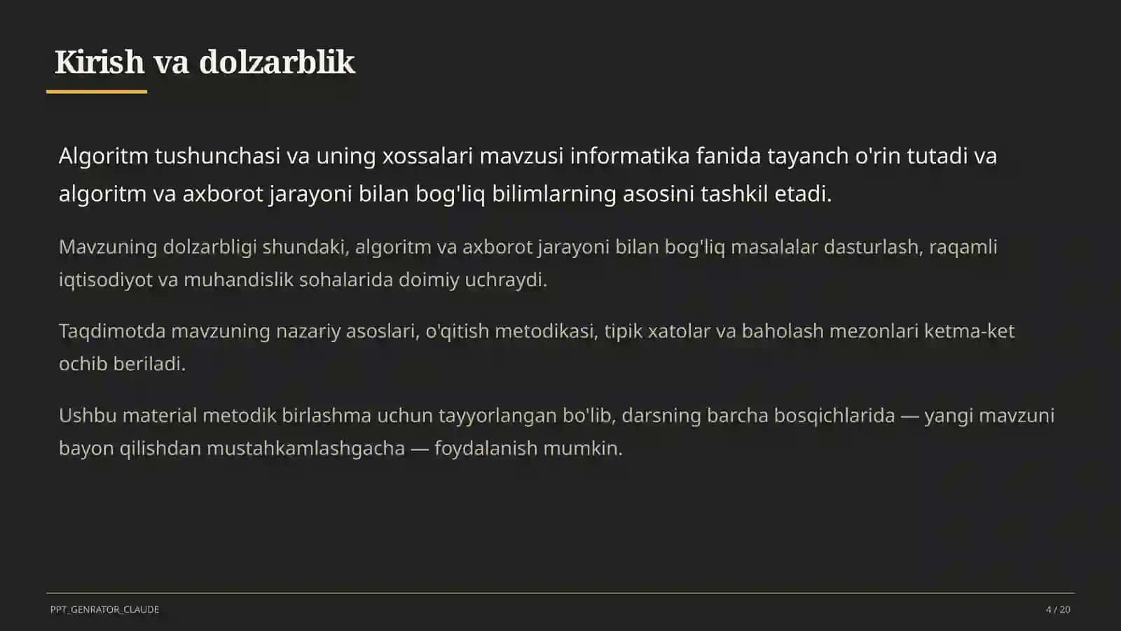Algoritm tushunchasi va uning xossalari (6-sinf) 4