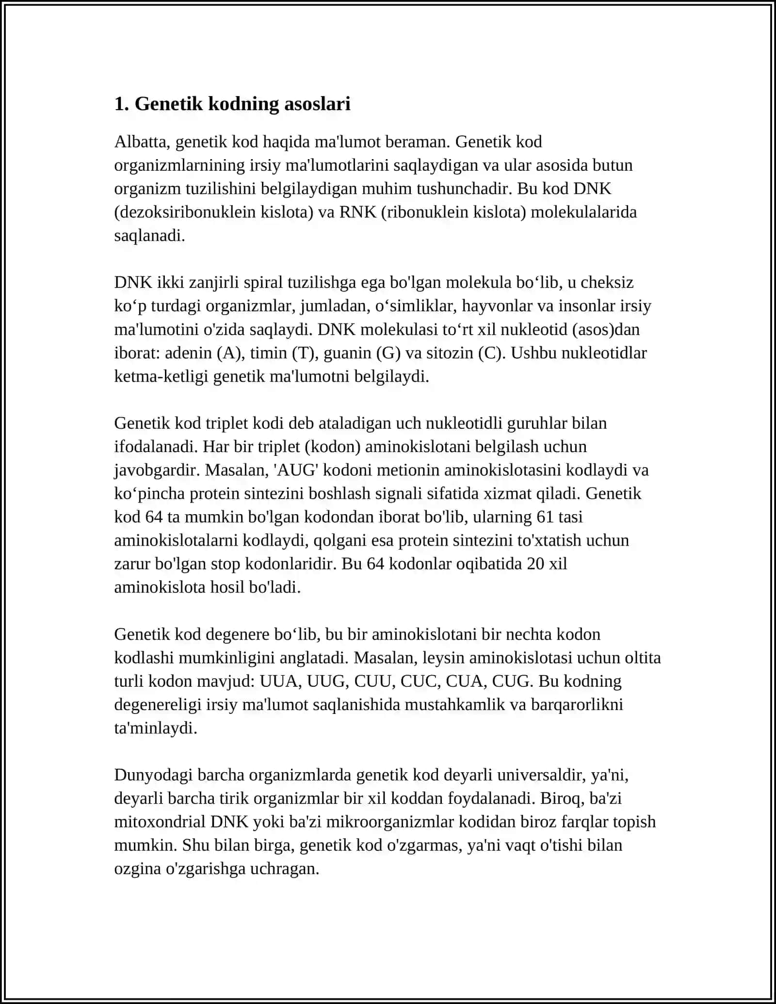 ODAM GENETIKASINING OʻZIGA HOS TOMONLARI. ODAM VA TIBBIYOT GENETIKASINING TADQIQ USULLARI. ODAM BELGILARINING IRSIYLANISHI 4