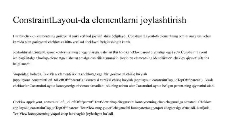 Layout va UI dizayn xml fayllar bilan ishlash 4