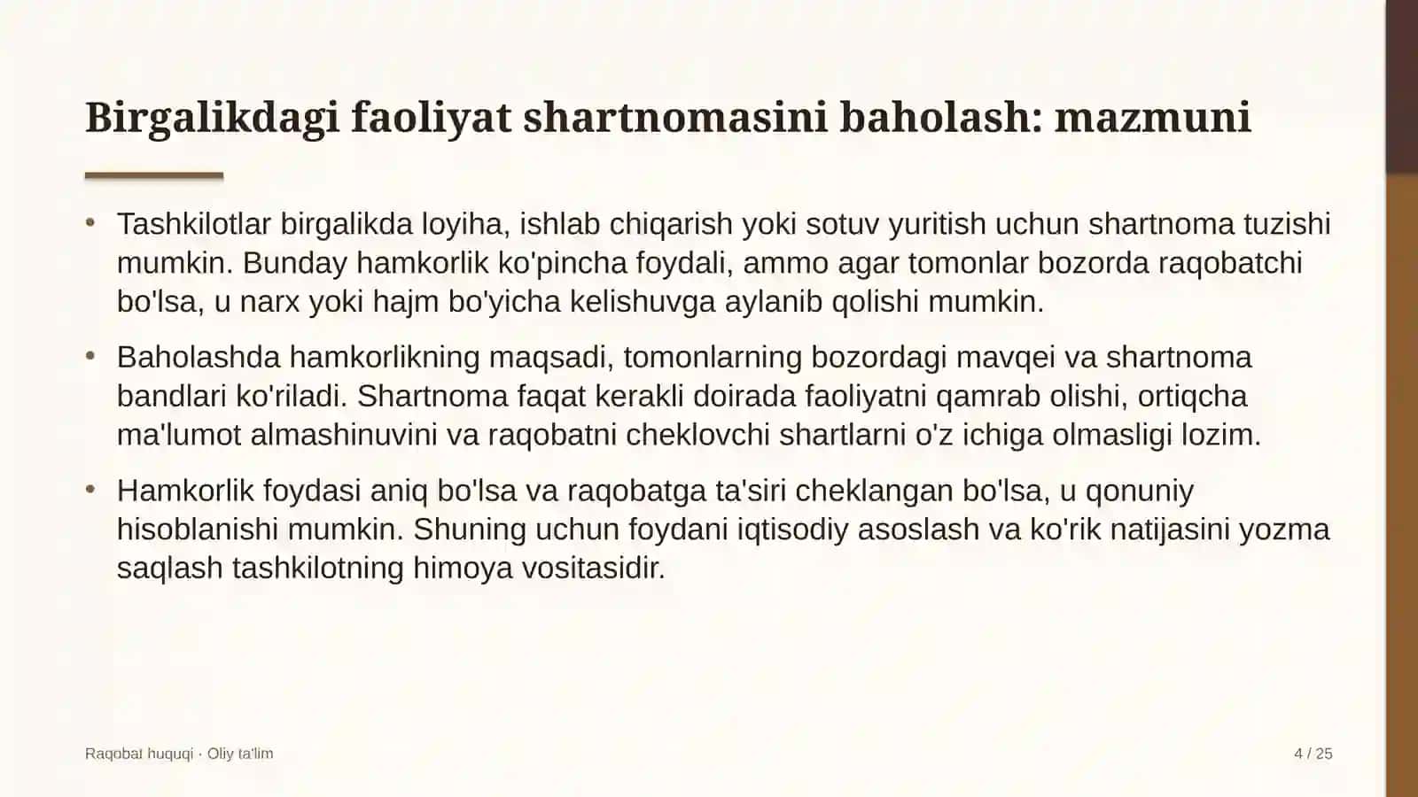 Yoqilg'i quyish shoxobchalarida birgalikdagi faoliyat shartnomalarini raqobat nuqtai nazaridan baholash 4