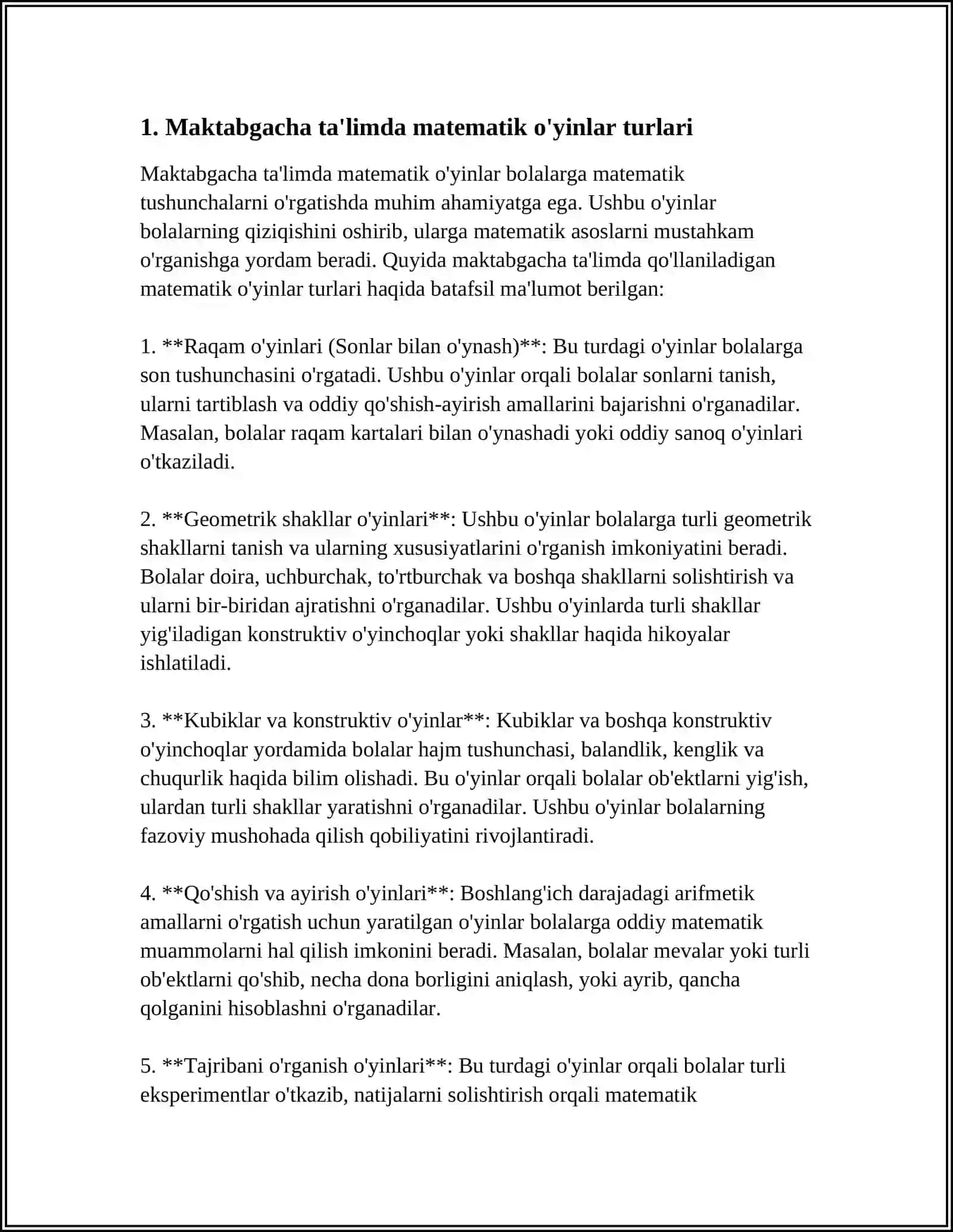 MAKTABGACHA TALIM TASHKILOTLARIDA MATEMATIK OYINLAR VA OYIN MASHQLARIDAN FOYDALANISH 4