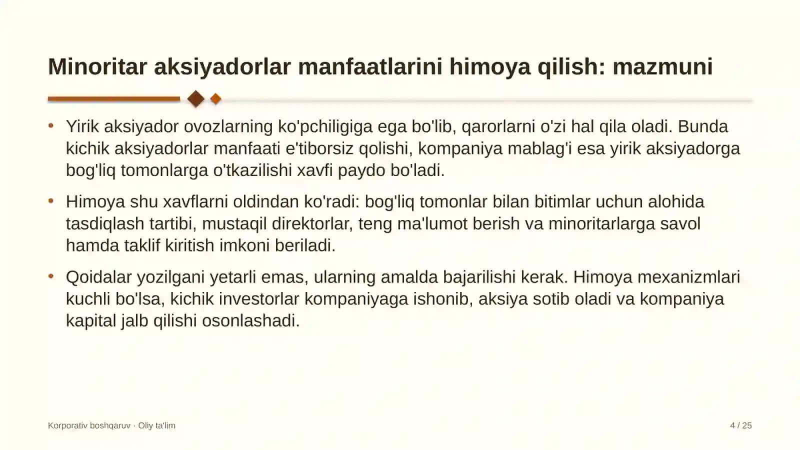 Arxitektura byurolarida minoritar aksiyadorlar manfaatlarini himoya qilish 4