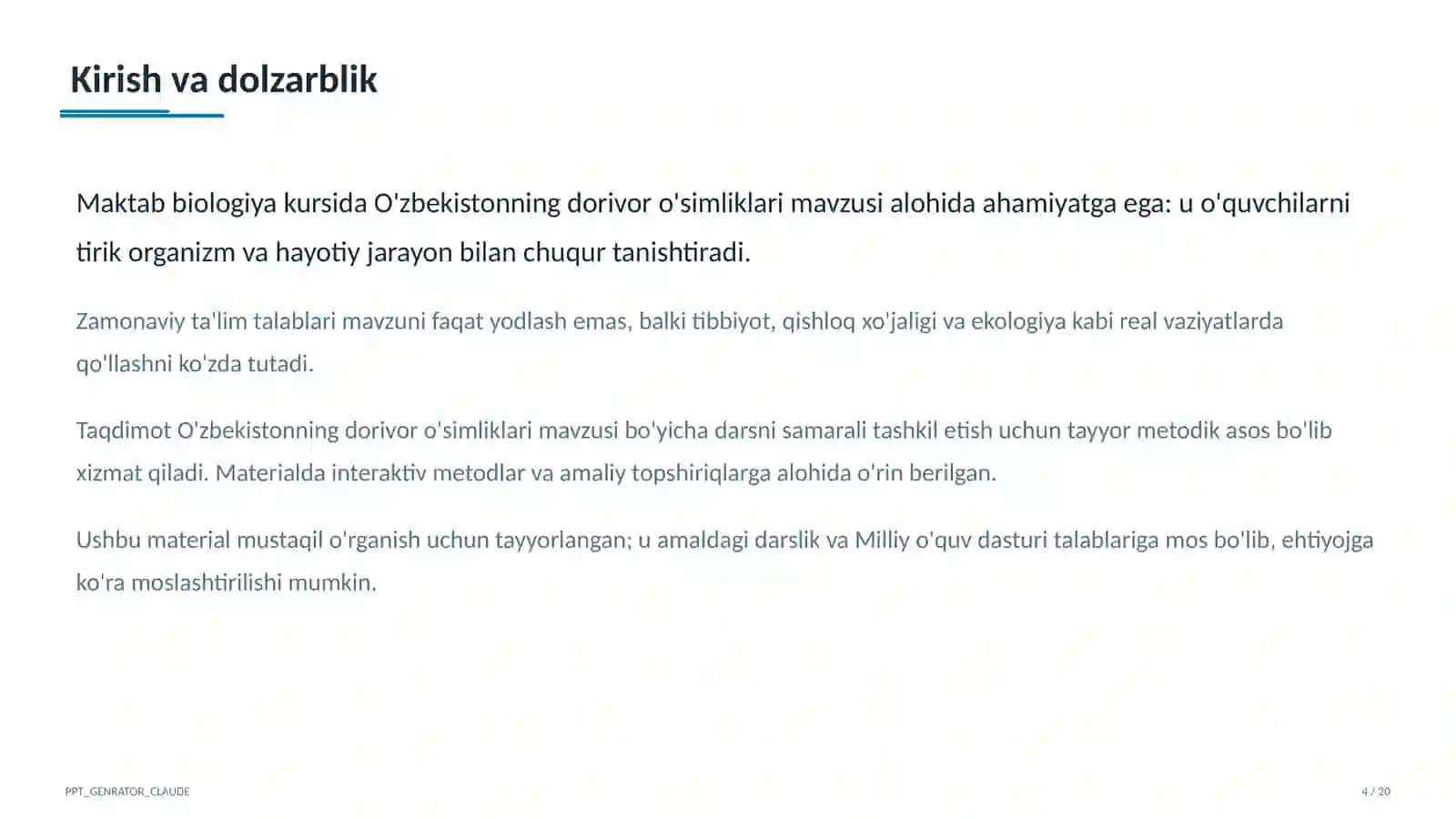 O'zbekistonning dorivor o'simliklari (6-sinf) 4
