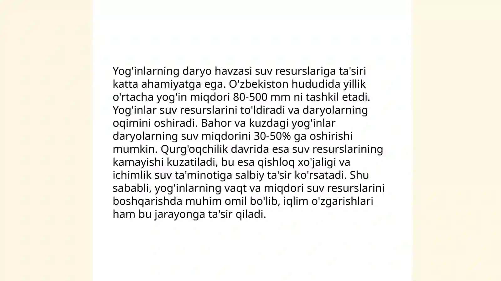 Atmoafera yog'inlarining daryo havzasi bo'yicha taqsimkanishi 4