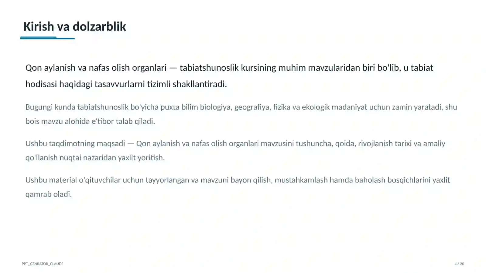 Qon aylanish va nafas olish organlari (4-sinf) 4