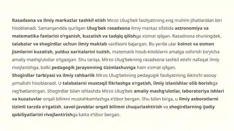 Mirzo Ulug‘bek va Zahiriddin Muhammad Bobur: pedagogik g‘oyalar va ma’rifatparvarlik xizmatlari 4