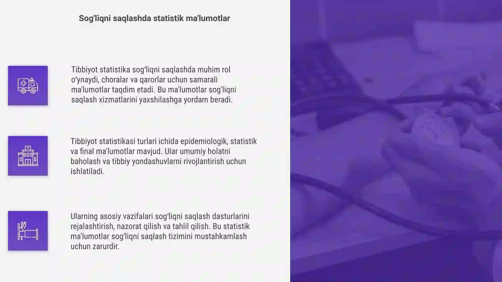 Tibbiyot statistikasi turlari va ularning asosiy vazifalari 4